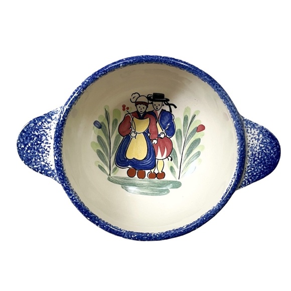 Set of 2 FAIENCERIE DE PORNIC France ~ BRETAGNE Hand Painted Bowl and Plate - Picture 7 of 8